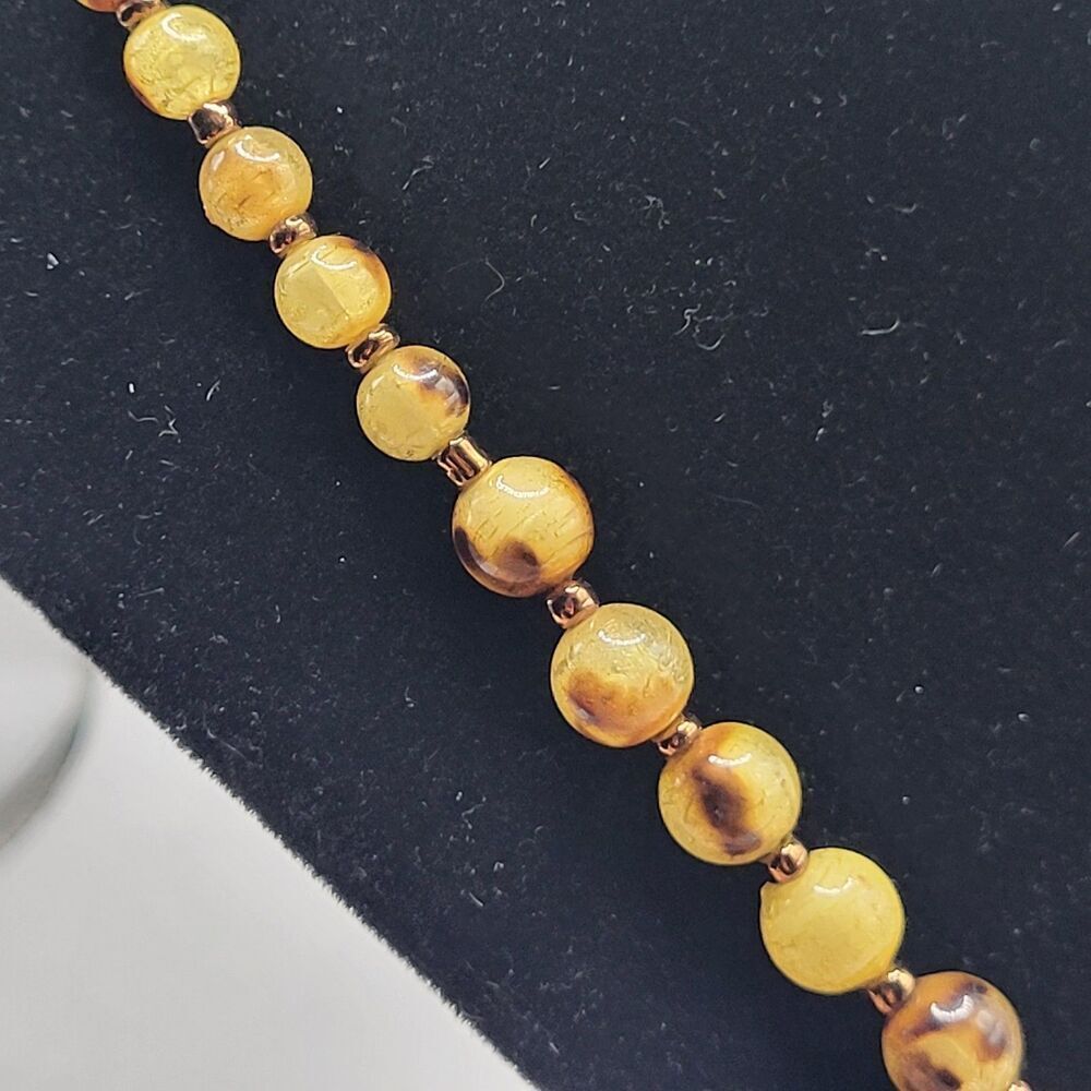 Acrylic Amber Colored Beaded Necklace 25in